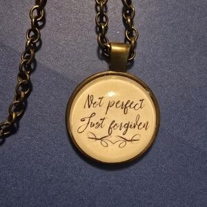 Chic Bronze Pendant Necklace with Inscription
